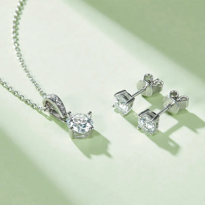 Diamond necklace and earrings set