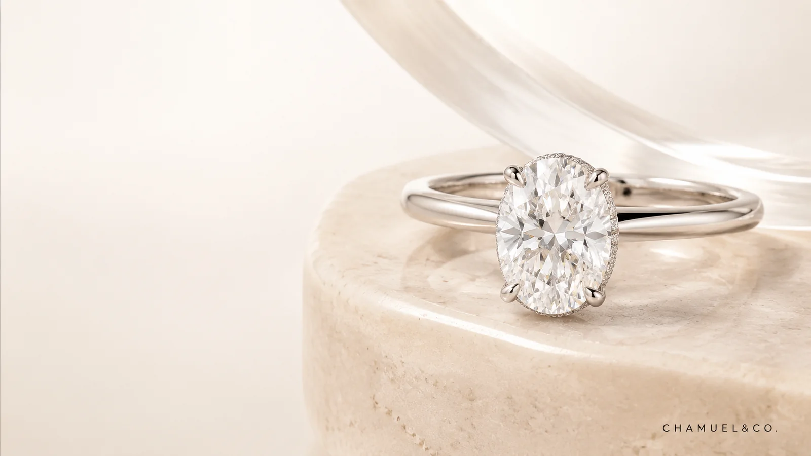 Oval engagement ring editorial by Chamuel & Co.