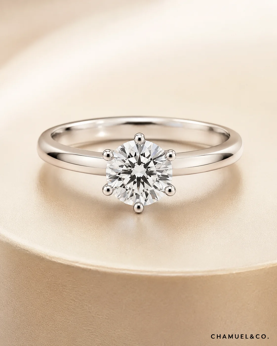 Six prong solitaire ring setting