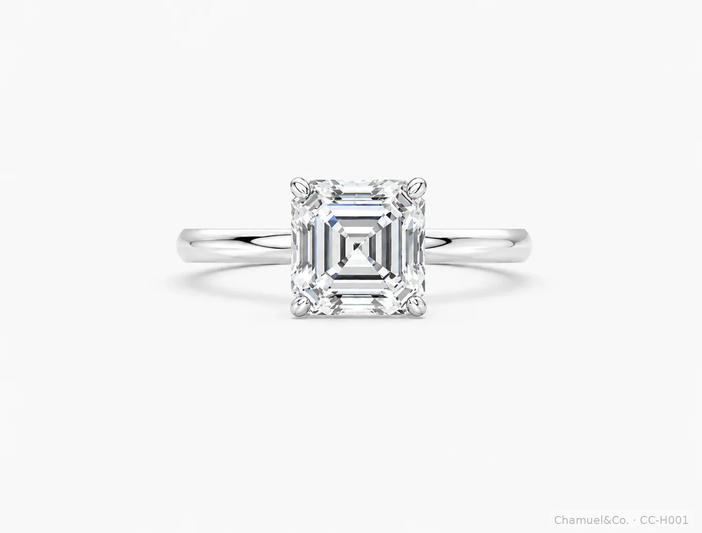 Asscher cut Heritage solitaire engagement ring in white gold