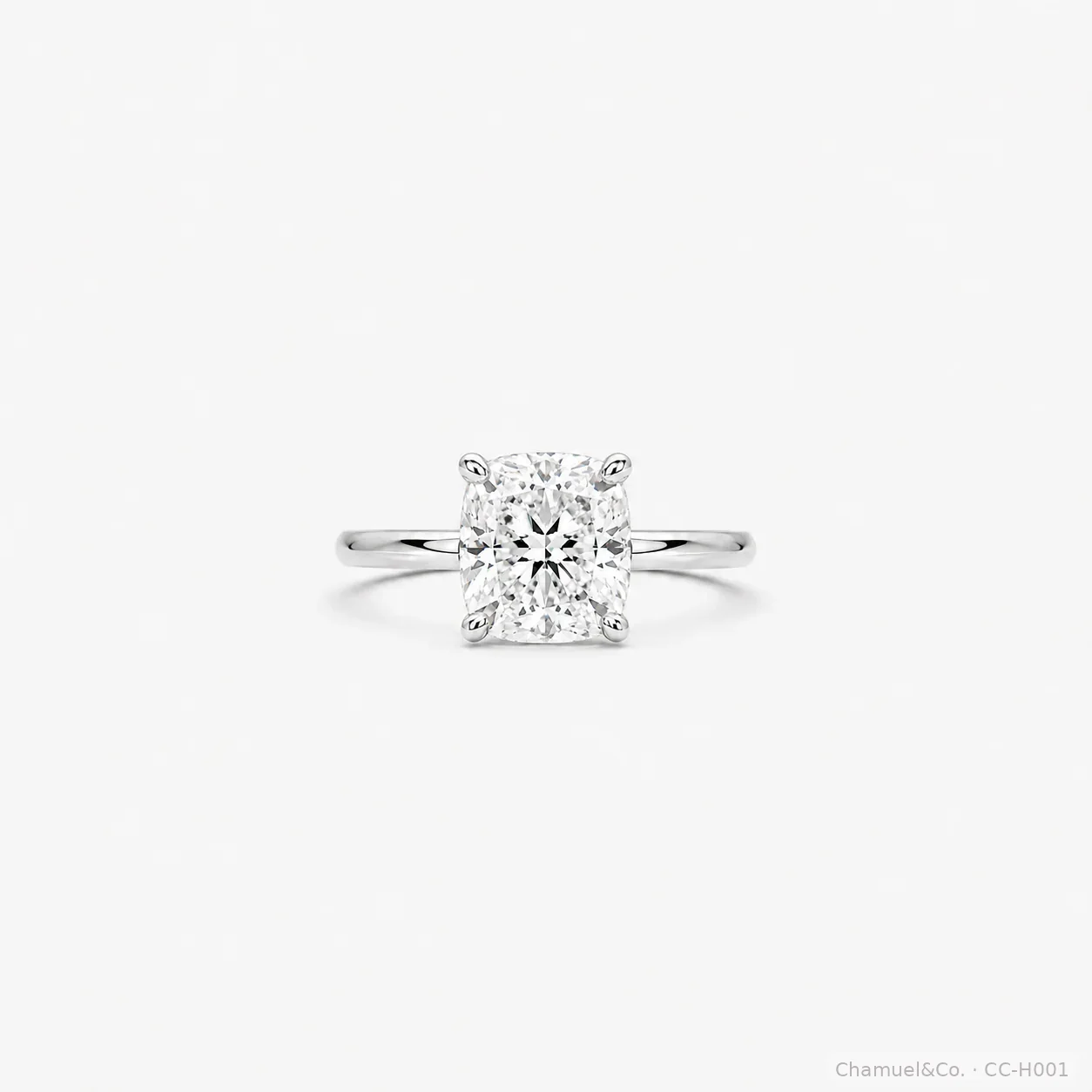 Cushion cut Heritage solitaire engagement ring in white gold