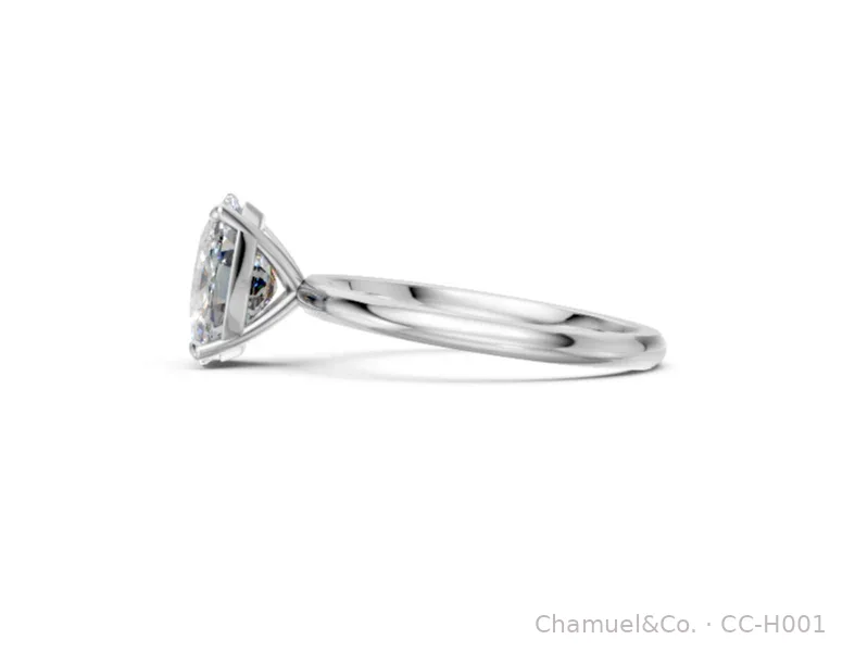 Cushion cut Heritage solitaire side view in white gold