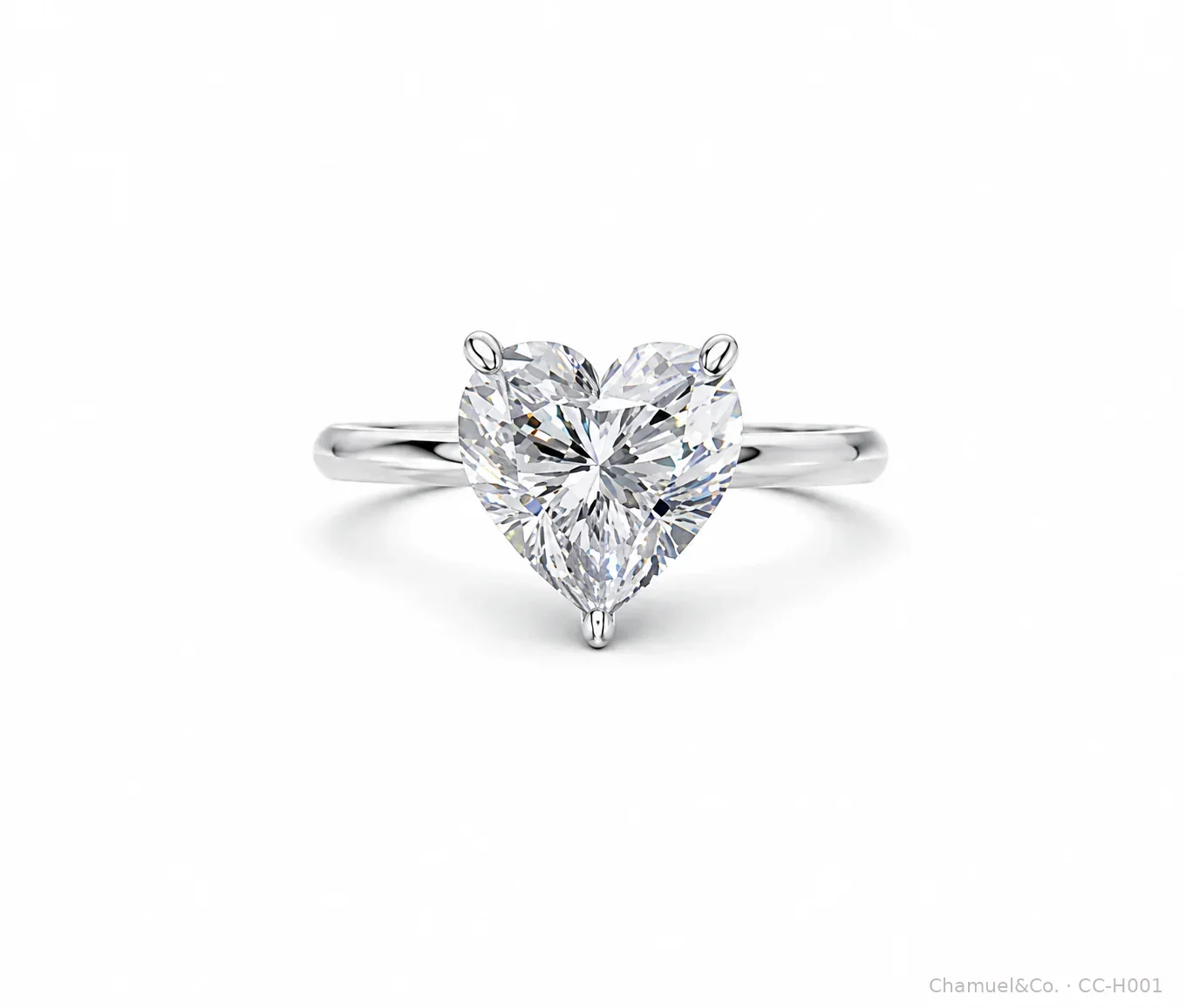 Heart shape Heritage solitaire engagement ring in white gold