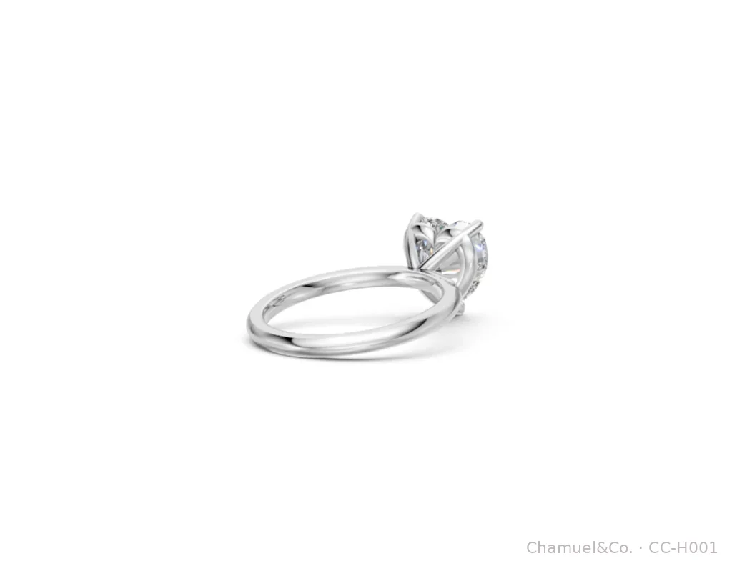 Heart shape Heritage solitaire side view in white gold