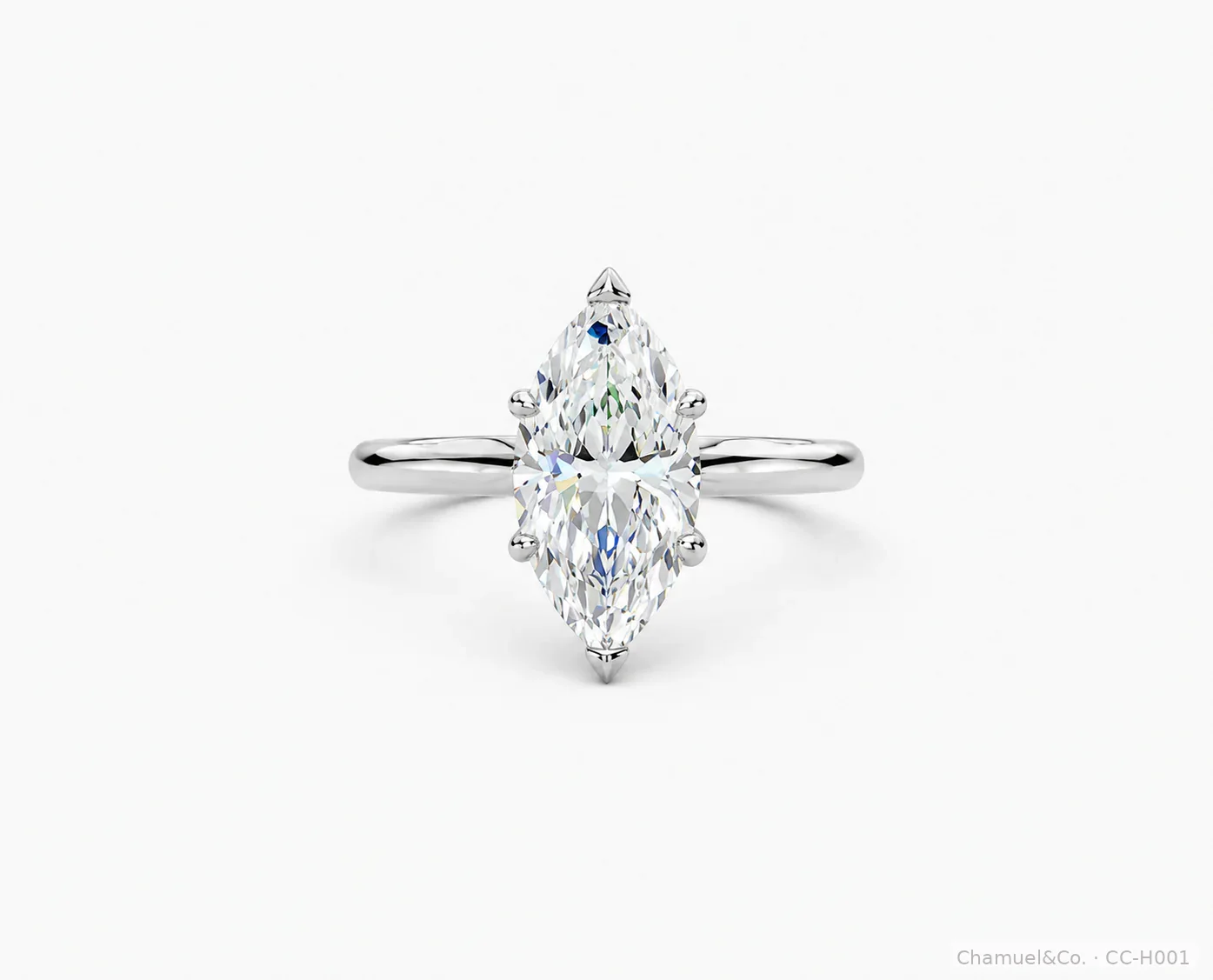 Marquise cut Heritage solitaire engagement ring in white gold