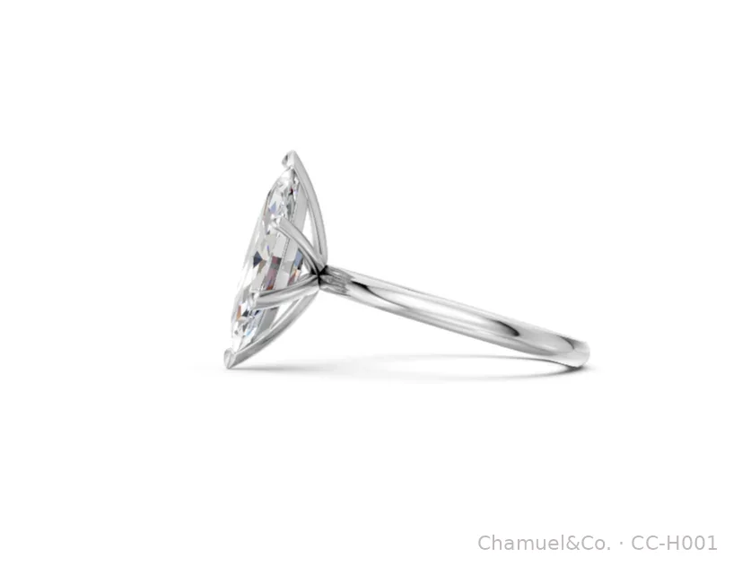 Marquise Heritage solitaire side view in white gold