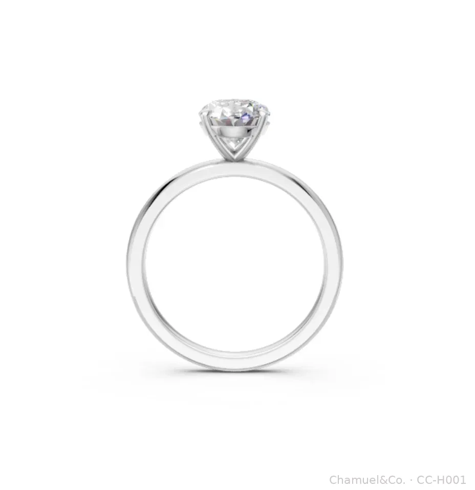 Oval Heritage solitaire engagement ring in white gold