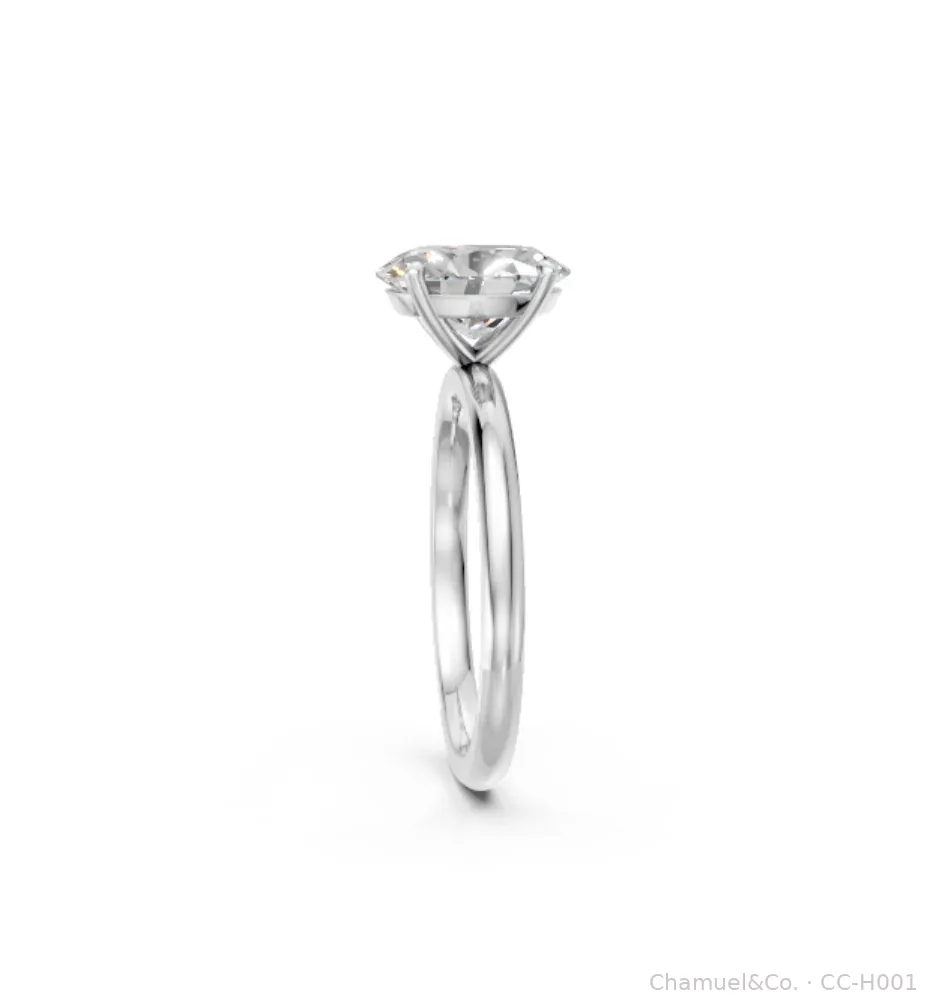 Oval Heritage solitaire side view in white gold