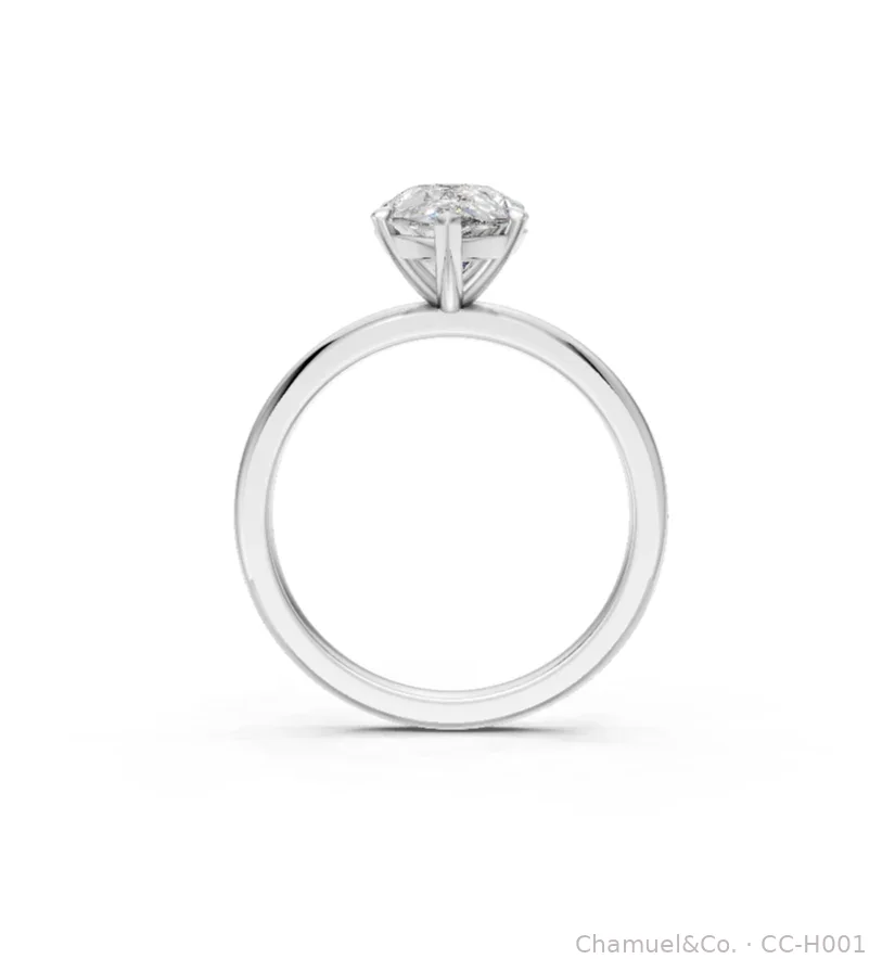 Pear shape Heritage solitaire engagement ring in white gold