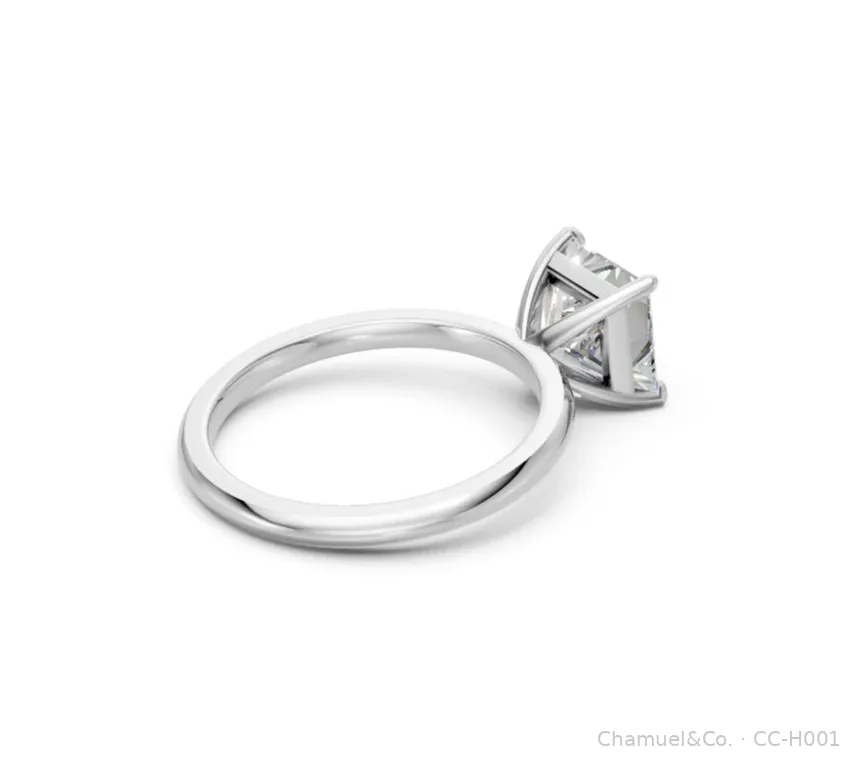 Princess cut Heritage solitaire back view in white gold