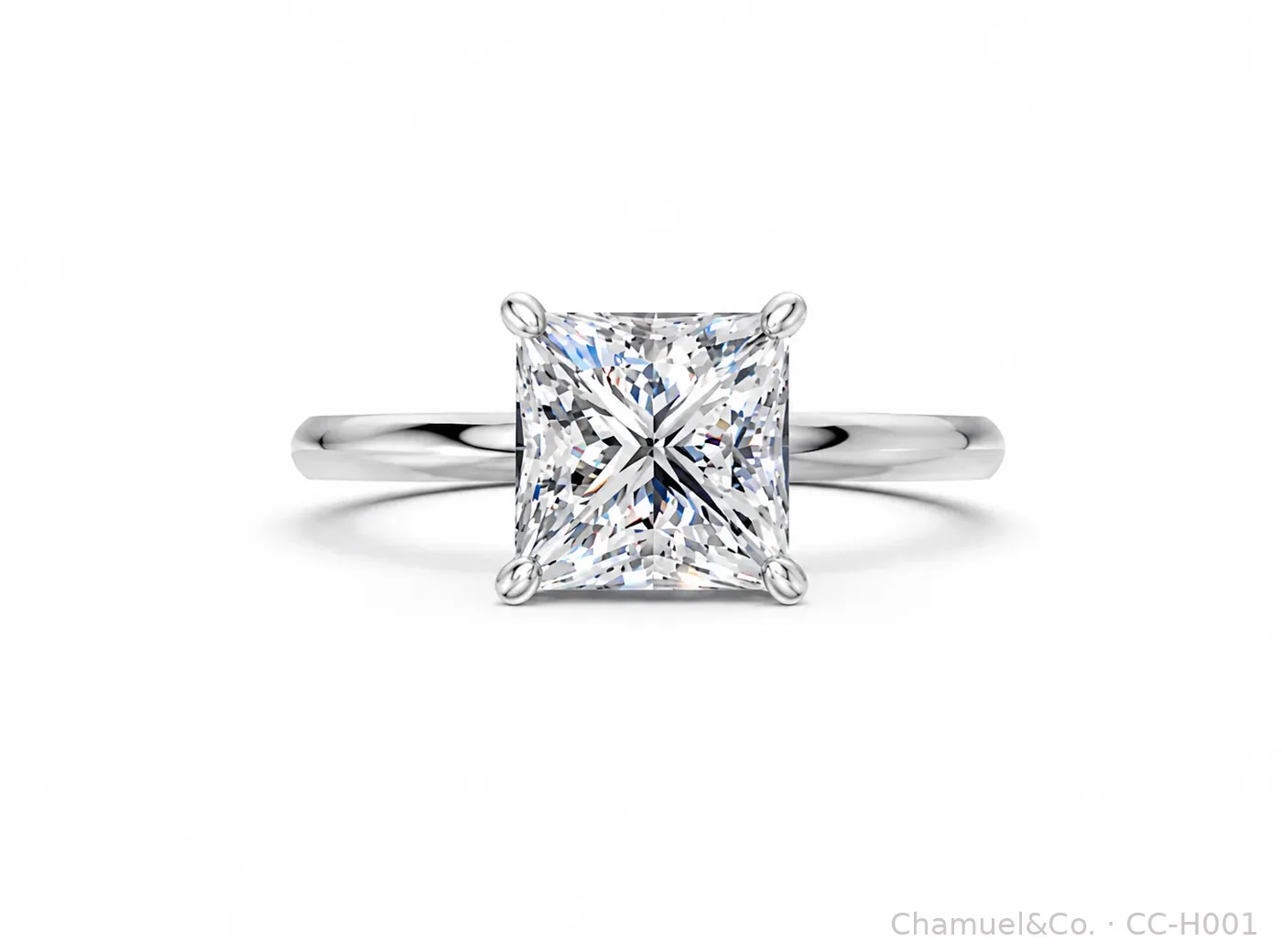 Princess cut Heritage solitaire engagement ring in white gold