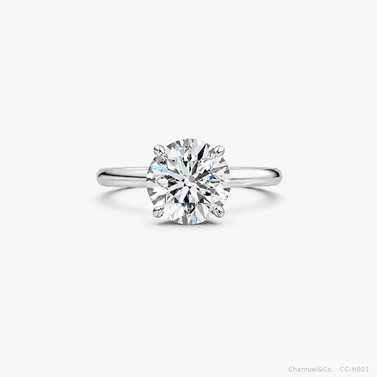Round brilliant Heritage solitaire engagement ring in white gold
