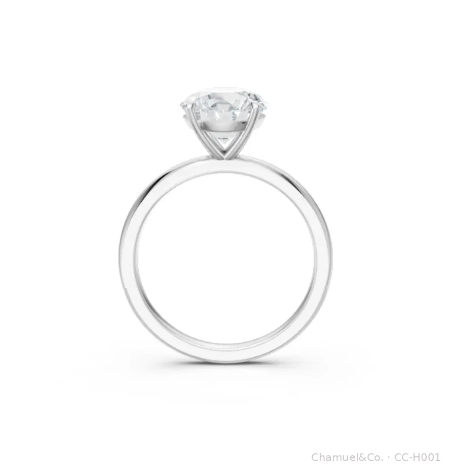 Round Heritage solitaire side profile in white gold